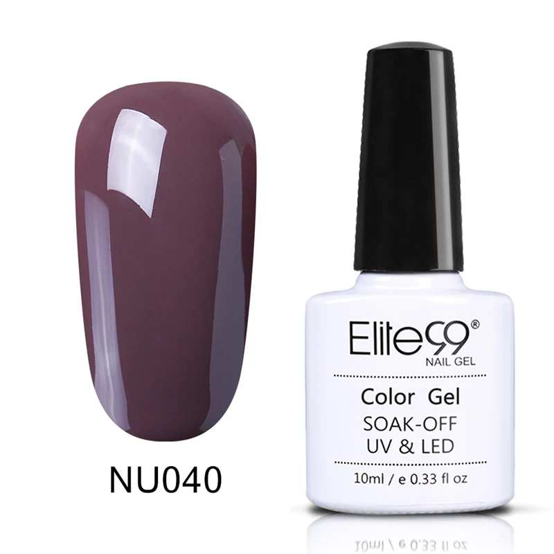 NU040 Elite99 10 мл 48 твердых телесных цветов, модный УФ-гель для ногтей, замачиваемый, Полупостоянный светодиодный лак для ногтей - Цвет: NU040