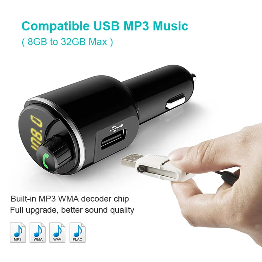 XCGaoon Bluetooth автомобильный комплект гарнитуры FM-передатчик MP3 музыкальный плеер 5 в 2