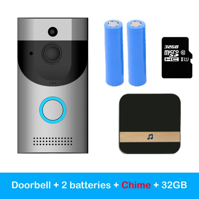 Option 5 Водонепроницаемый дверной звонок Камера B30 WI-FI видео-дверной звонок 720P Smart Ночное видение ИК IP Камера батарейное питание или 8 v-24 v зарядное устройство - Цвет: Option 5