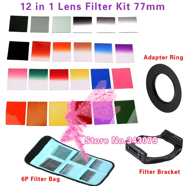 Фильтр объектива Комплект ND2 4 Градиент серого фильтра 77 мм Переходники