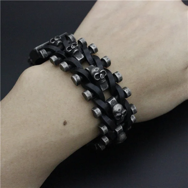 2017 браслет унисекс с рисунком ржавой кожи черепом из нержавеющей стали 316L в ретро