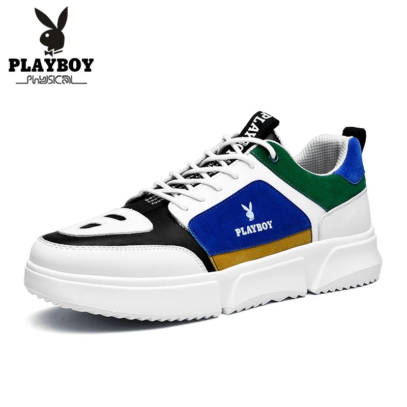 

PLAYBOY 2019 New Autumn Men Shoes Lace-Up Men Fashion Shoes Microfiber Leather Casual Shoes Brand Men Sneakers Men FLats