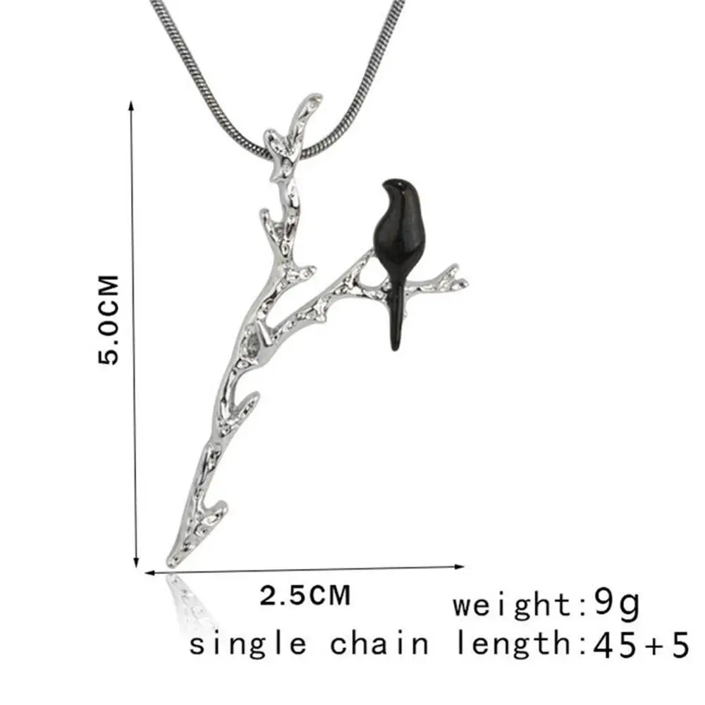 1 Pair Fashion Personality Branch Black Bird Pendant No Necklace Vintage Cute Animal Collar Colar Women Jewelry | Украшения и