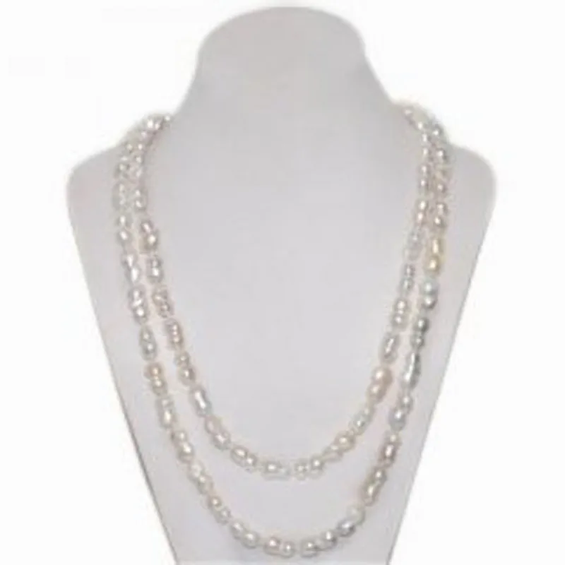 

48" inches 8-9mm Natural White Peanut Baroque Pearl Long Chain Necklace