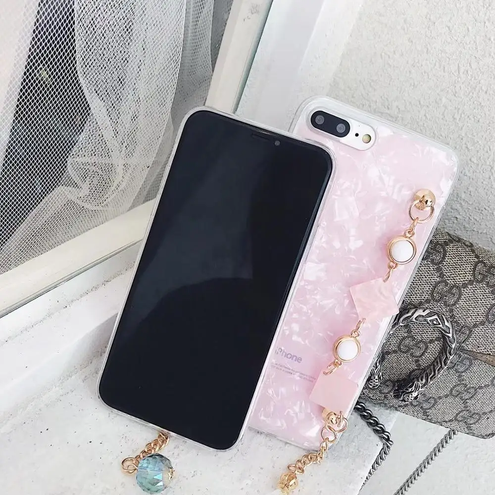 Korea Luxury Pearls Diamonds Charm Phone Case Soft TPU Cover For iPhoneXsmax 8/6s 7plus XR Body Shell Protection Fundas |