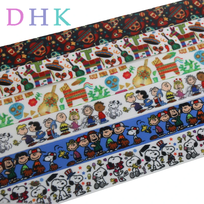 DHK 50 ярдов собака мультфильм Мехико кактус напечатанный grosgrain ленточный аксессуар hairbow головной убор украшения оптом OEM S984