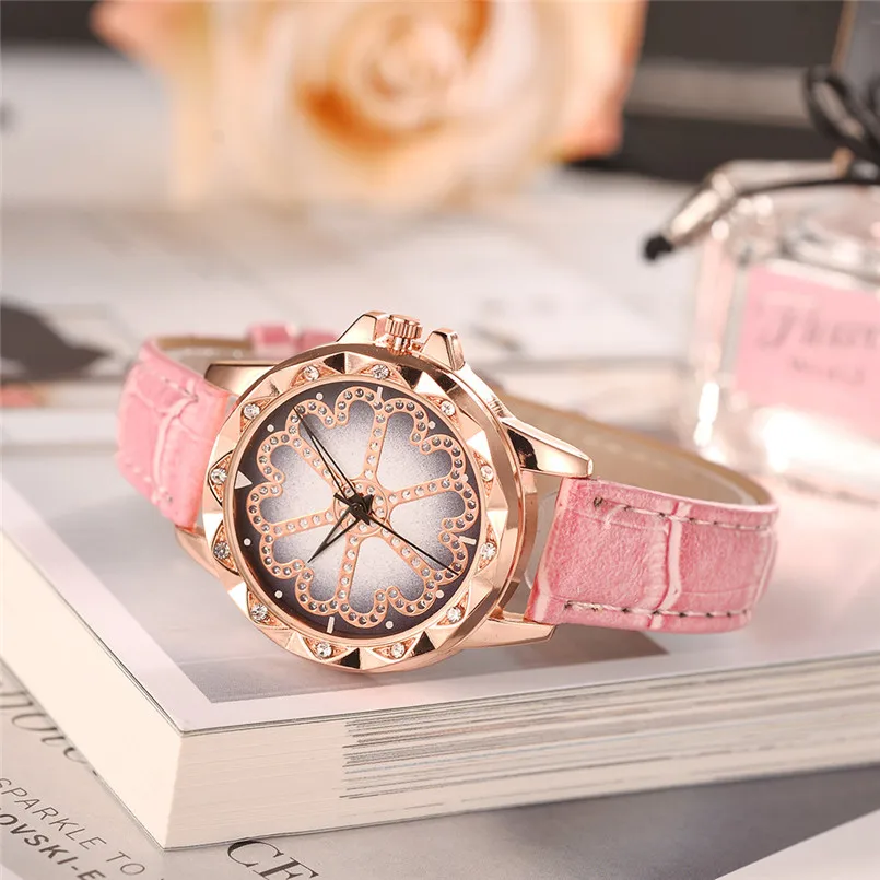 Роскошные Брендовые женские часы розового золота модные повседневные с