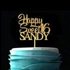 Пользовательское имя возраст счастливый сладкий украшение для именинного торта, персонализированный акриловый Золотой Серебряный декор для вечеринки в честь Дня Рождения, уникальный подарок на день рождения