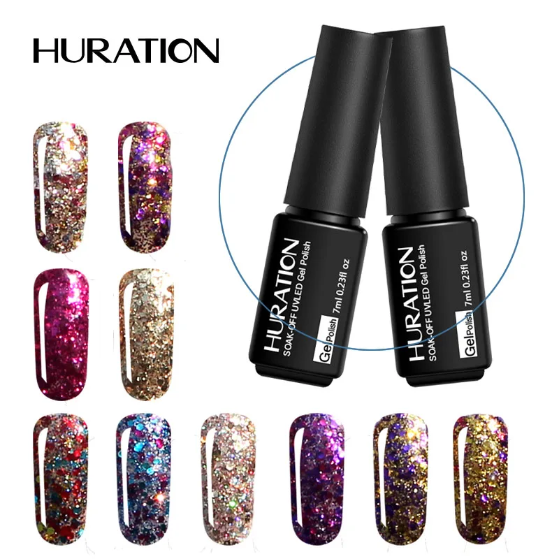 Huration Алмазный Блеск Книги по искусству гель Лаки Soak Off UV Гель лак Долгое акриловый
