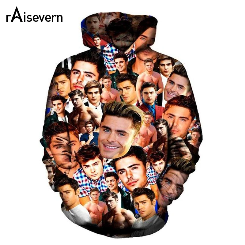 Толстовка Raisevern Zac Efron с коллажем 3D принтом Мужская Женская толстовка унисекс