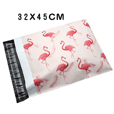 Полиэтиленовый почтовый пакет для доставки полиэтиленовый пакет курьерским магазином самоклеящаяся курьерская коробка подарочная экспортная Pe печать фламинго - Цвет: 32x45cm