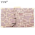 Женский клатч из цинкового сплава с геометрическим рисунком, вечерний клатч на цепочке, элегантный кошелек для телефона