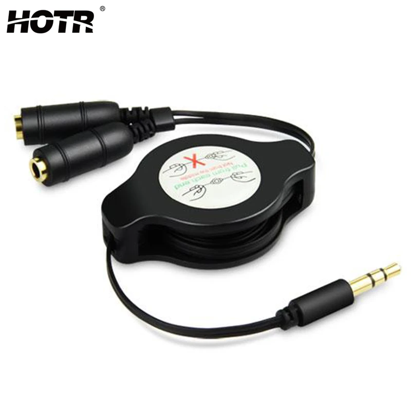 HOTR Telescopic Earphone Share Adapter Cord Extendable Headphone MP3 Music Splitter 3.5mm Audio Aux Line Male to Female | Электроника