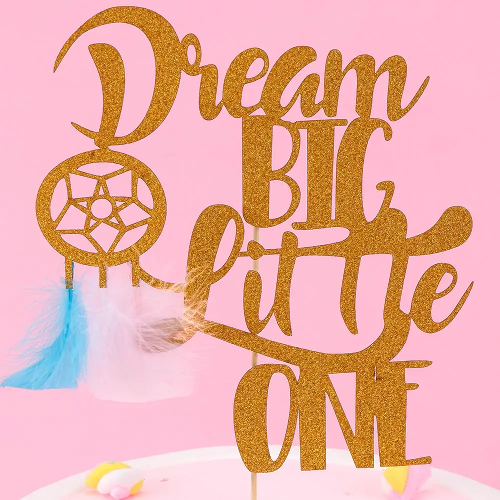 1 шт. украшение для торта Topper Золотая блестящая бумага надпись Dream Big Little One дня