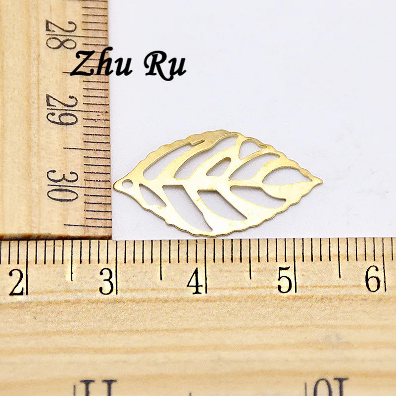 20 шт./лот zhu ru медные украшения 24*14 мм новые дешевые в виде листиков растительности