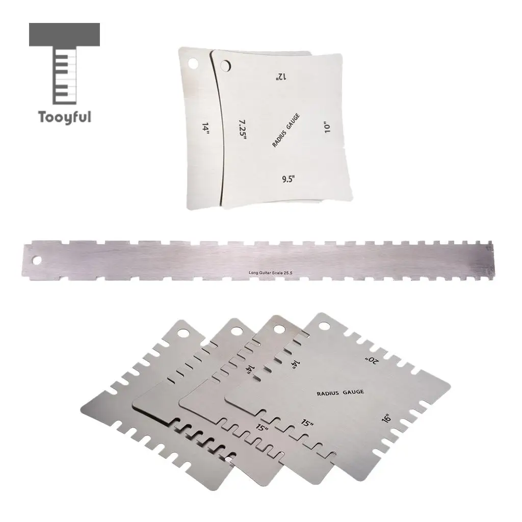 Tooyful нержавеющая сталь 1x Fretboard линейка с 6x радиусом измерительные приборы для