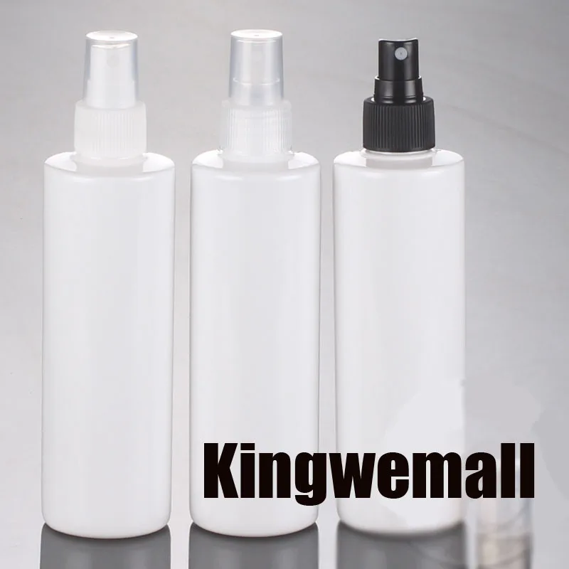 

wholesale 250ml(300pc/lot) White round PET empty cosmetic packaging plastic spray pump bottles