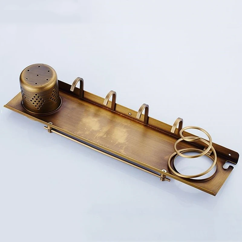 Античная Медная стойка для фена в европейском стиле ванной комнаты с чашкой