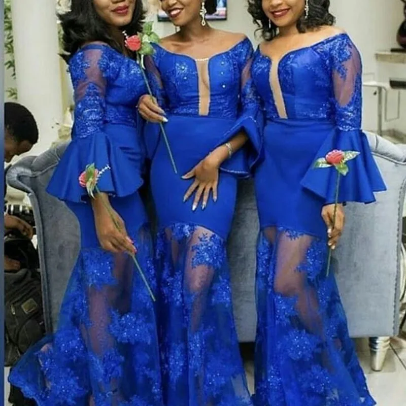 PICTRUE COLOR Royal Blue Bridesmaid Dresses vestido madrinha Maid Of Honor Dress brautjungfernkleid Long Dress for Wedding Party for Woman - Цвет: PICTRUE COLOR