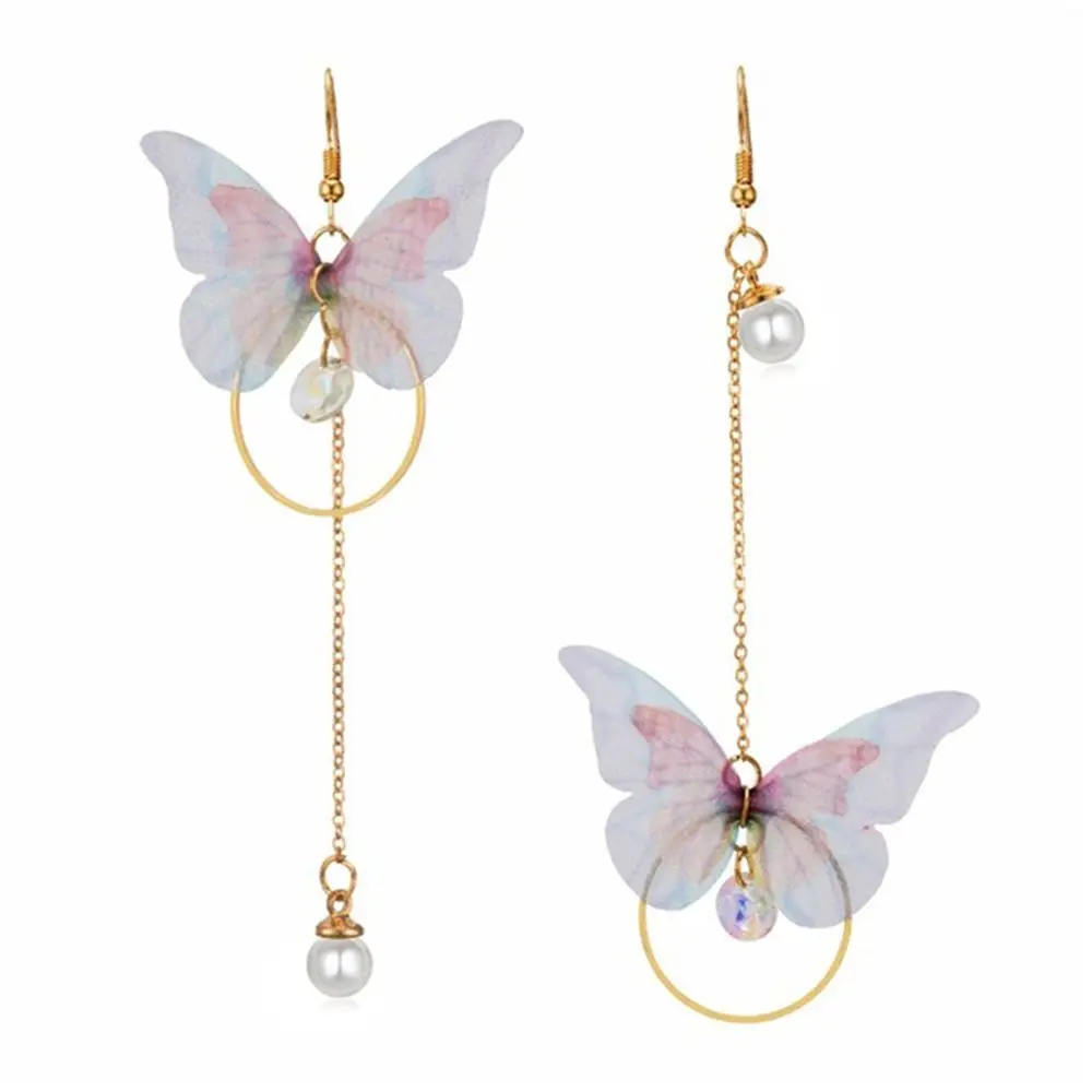 Асимметричные серьги-подвески с бабочками в стиле ретро длинные имитацией