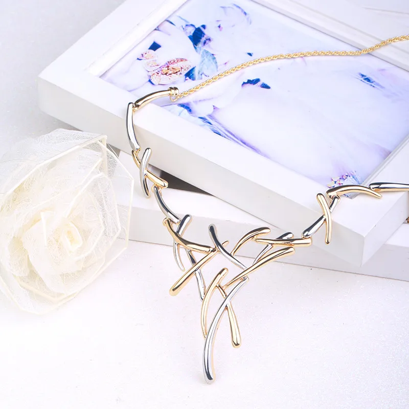 Romad двухцветное золотистое геометрическое ожерелье смешанный цвет металлик