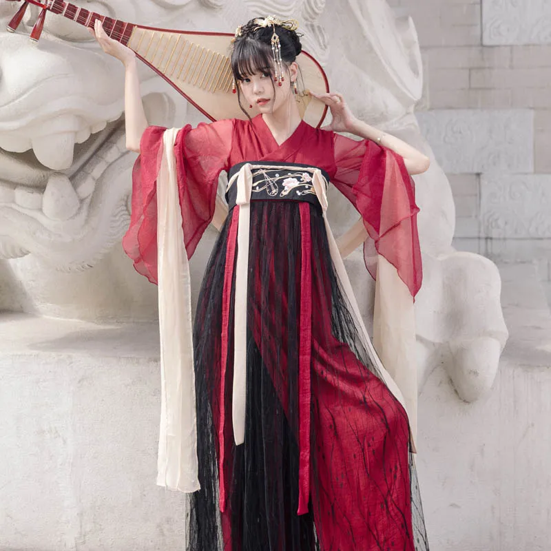 

Одежда в китайском стиле, Женские Элегантные платья Hanfu, Китайская древняя и традиционная одежда, народная танцевальная одежда для выступле...