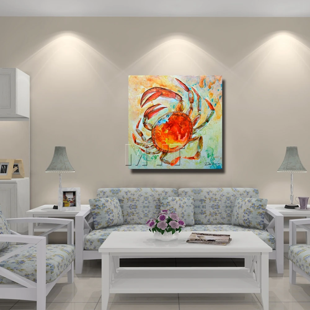 Краб животных wall art живопись от руки рисунок картины маслом бесплатная доставка