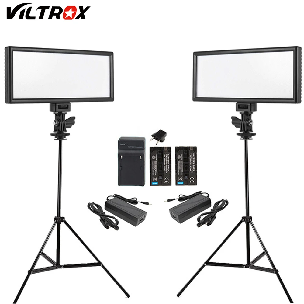 Viltrox 2x L132T 3300-5600K мини светодиодный светильник для видео панели+ адаптер переменного тока+ 2 м стенд светильник ing комплект для DSLR камеры DV видеокамеры