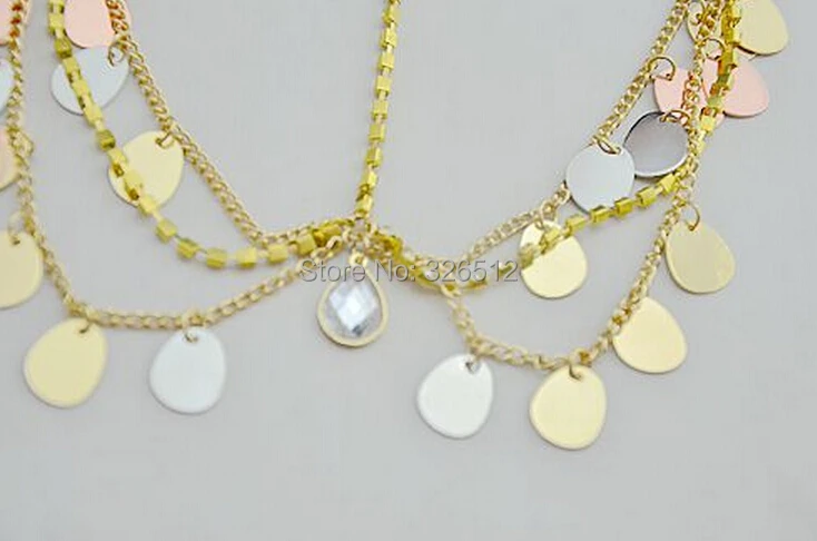 Europea стиль мульти-нить цепочки круглый блестки кисточки hairband горный хрусталь лоб