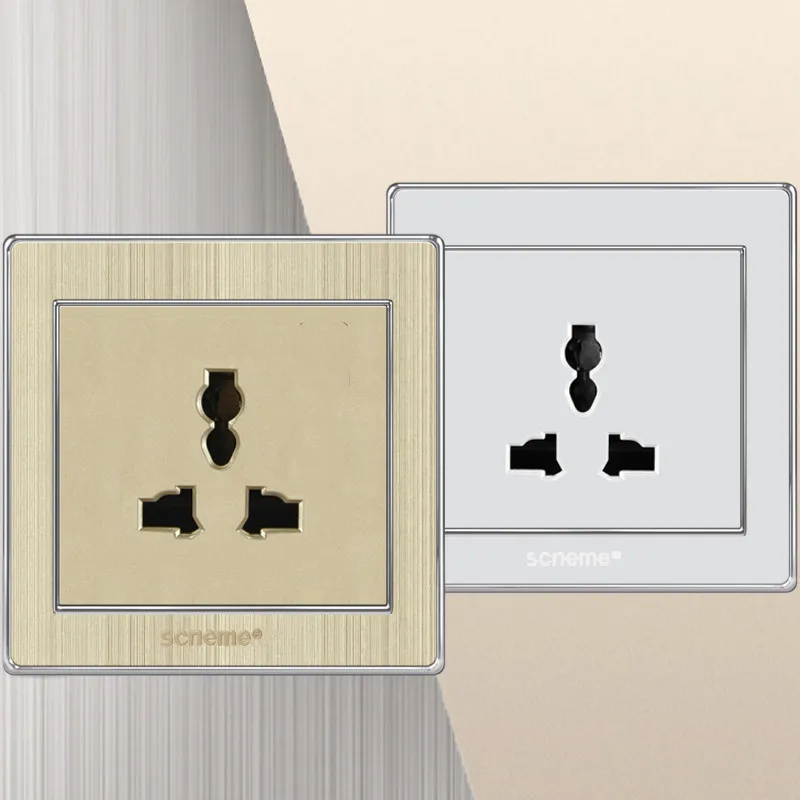 3-контактная универсальная настенная розетка белая/Золотая Роскошная