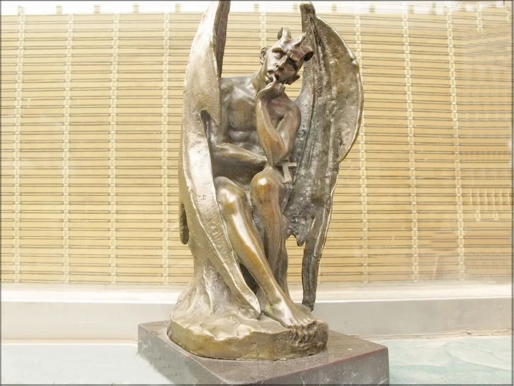 14 &quotпавший ангел крыло сатана демоны мраморная Бронзовая статуя Бэтмена|art|arts and