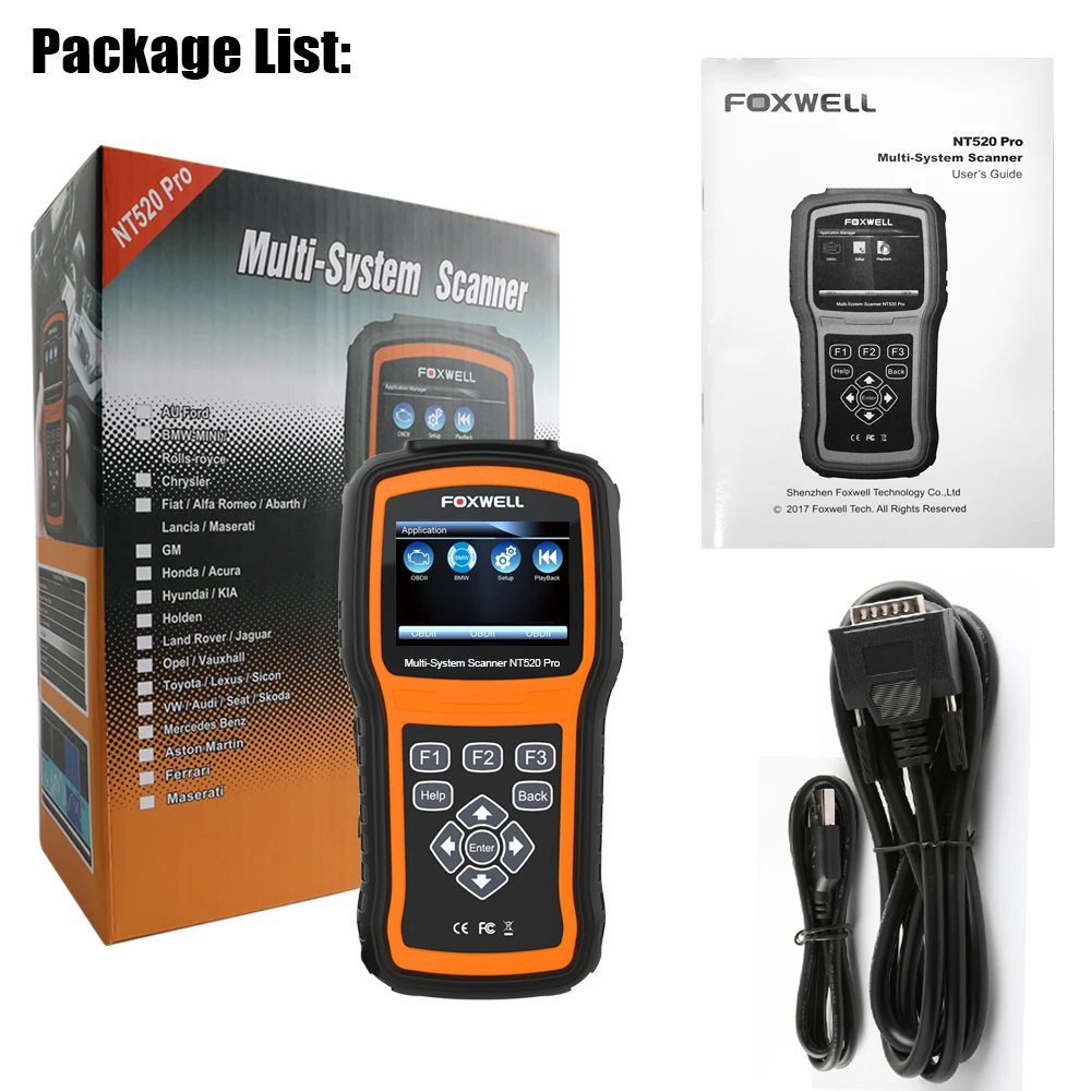 Foxwell NT520 PRO полная система OBD2 сканер ABS SRS SAS BMS DPF EPB сброс масла инжектор кодирования Авто OBD ODB 2 инструмент диагностики автомобиля