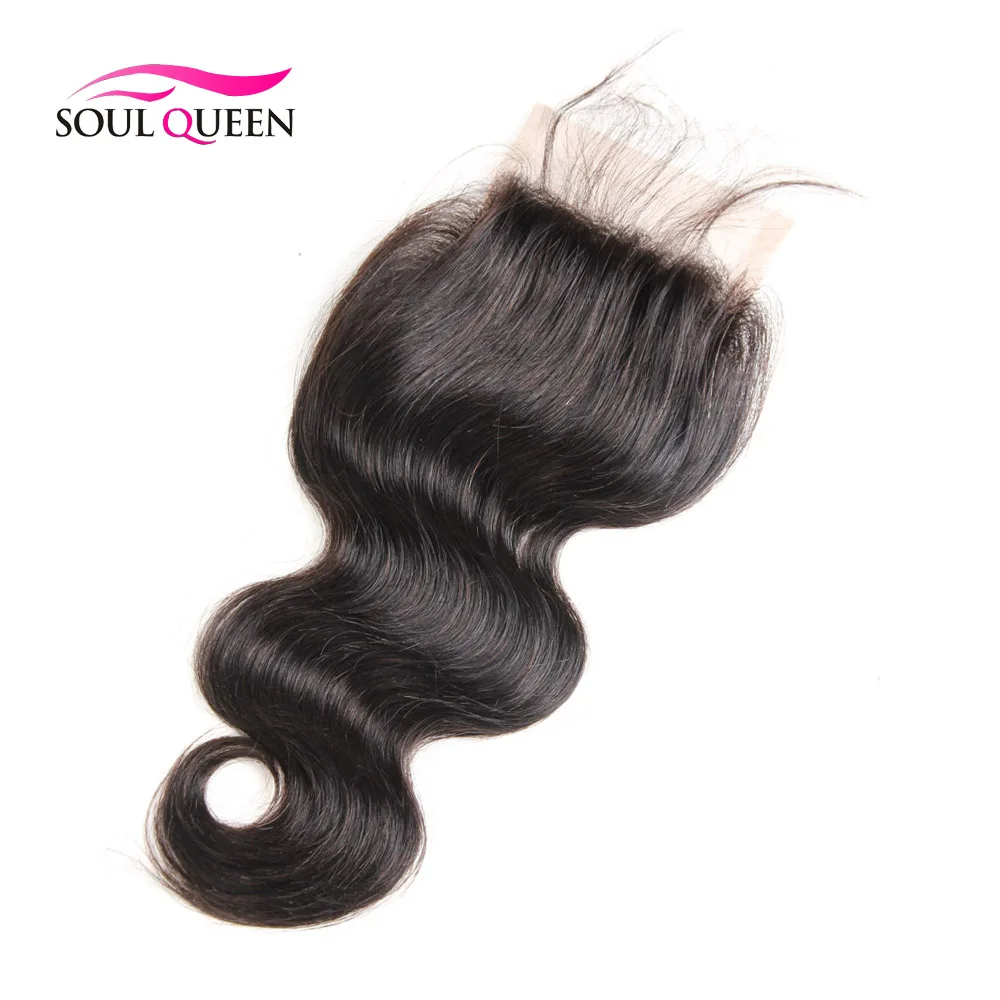Top Lace Closure Brazilian Virgin Hair Body Wave 4x4 Bleached Knots Closures 3 Free Middle Part |