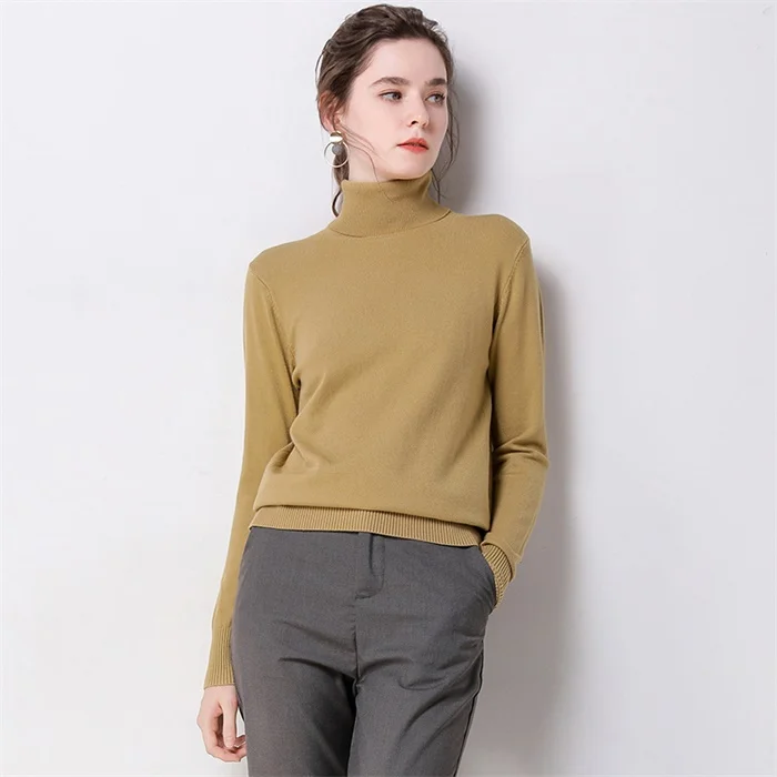 Yellow camel Autumn Winter sweater women turtleneck cashmere sweater knitted pullover women sweter fashion sweaters new Plus Size tops - Цвет: Yellow camel