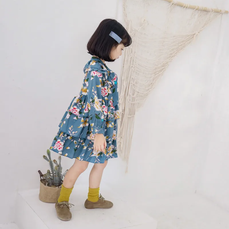 Casual Dress for Girl Children's Clothing Spring Autumn Baby Girls Floral Pattern Print Design Long Sleeve Clothes | Детская одежда