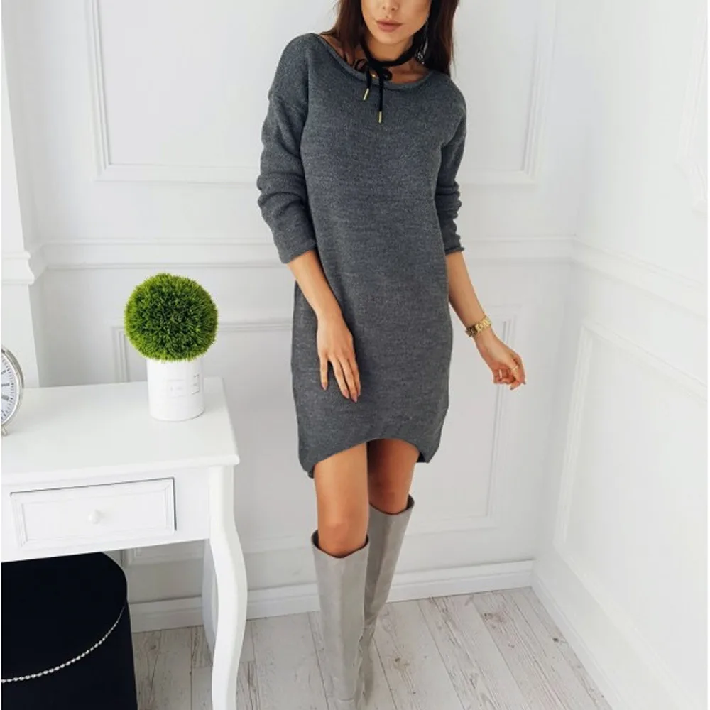 Свитер со страусом, платье, Осень-зима, Повседневный, длинный рукав, Женский пуловер с круглым вырезом, Mujer Vestidos De Festa, джемпер Nov0130