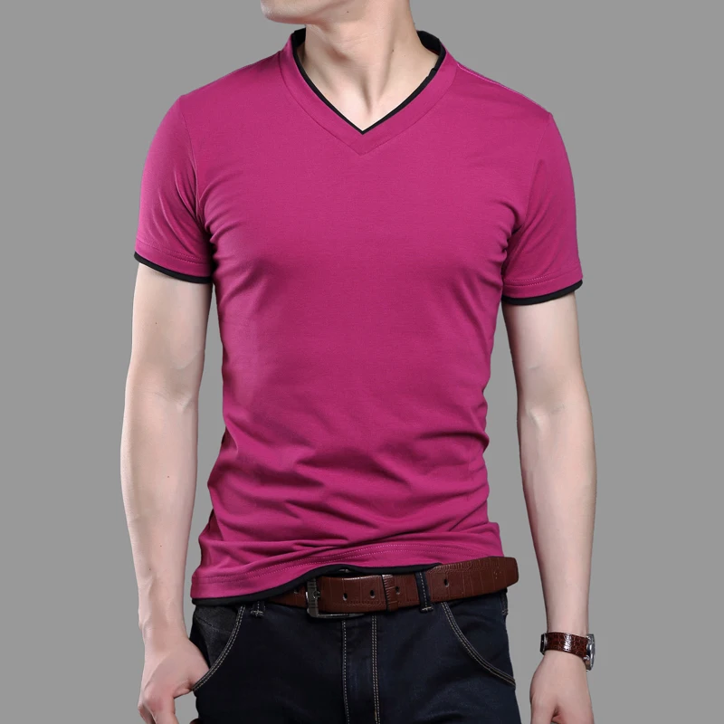 Горячая Распродажа 2017 новая модная летняя мужская одежда Однотонная футболка с