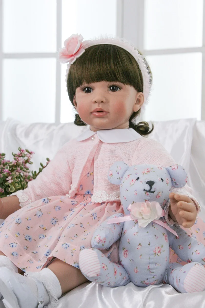 24&quot 60cm Realistic Soft Silicone Reborn Baby Smile Girl Dolls Lifelike Newborn Doll Gift Bonecas Babies Toys | Игрушки и хобби