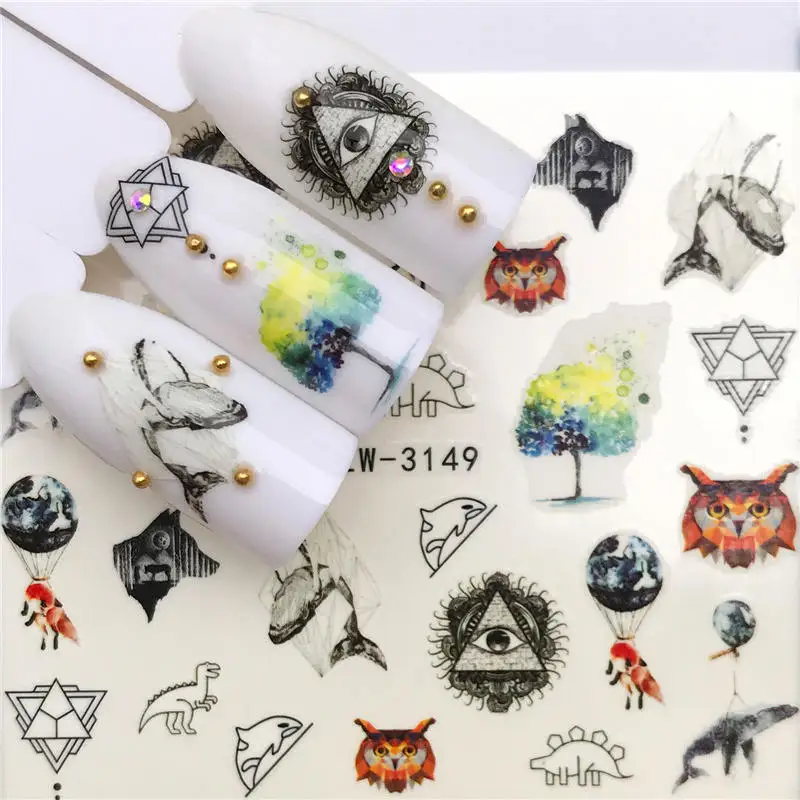 

WUF 1 PC Halloween Designs Water Decals Skull Tattoos Sliders For Manicure Water Transfer Sticker Wraps Tips Decoration