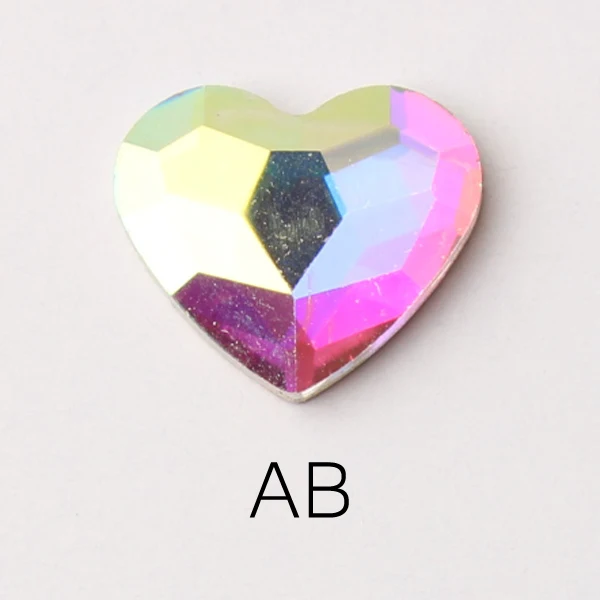 Crystal AB Модные новые стильные 3D Стразы для ногтей 10 мм стеклянные кристаллы в форме сердца с плоской задней стороной для украшения ногтей DIY Стразы - Цвет: Crystal AB