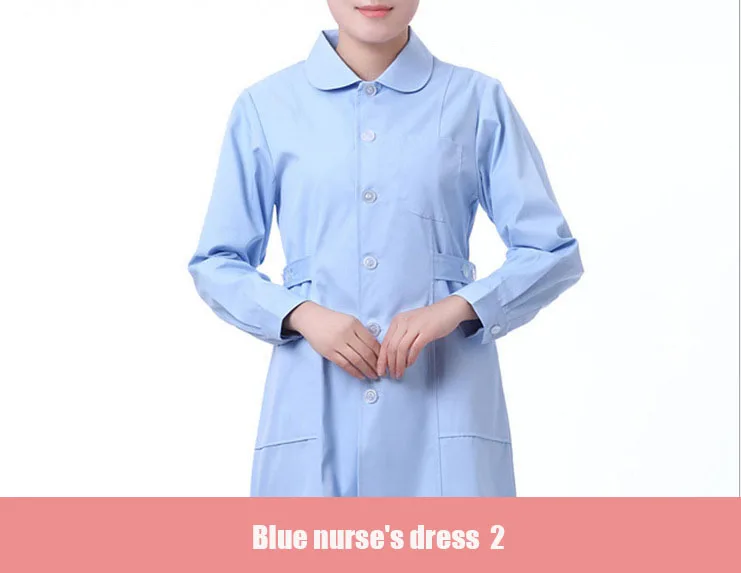 blue2 Больничная Женская медицинская одежда, одежда для кормящих, одежда для медсестер, Униформа, комбинезоны, хлопок, розовый, белый, голубой, медицинские халаты, высокое качество - Цвет: blue2