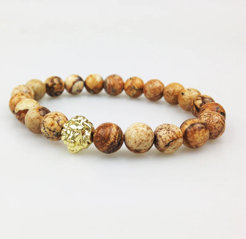 SN0355 оптовая продажа розового золотистого цвета лев голова бисера браслет мода