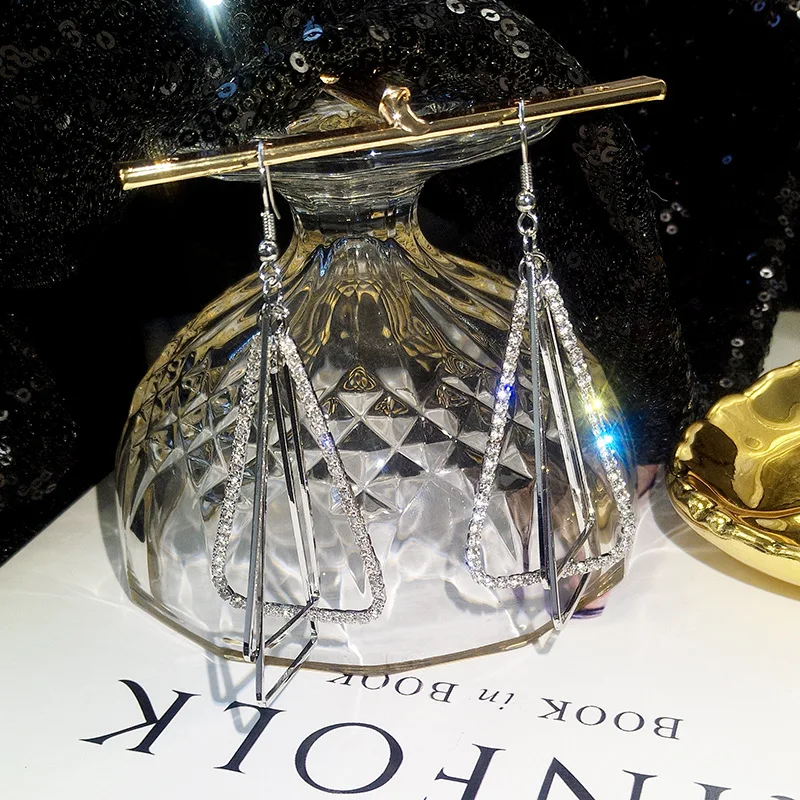 Серьги DoreenBeads трендовые Роскошные блестящие треугольные серьги золотой