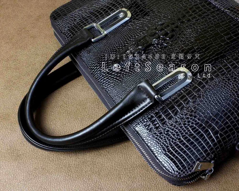 Мужской кожаный портфель в стиле аллигатора темно коричневый для ноутбука BF2|dark