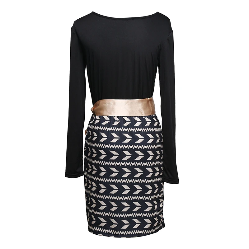 Женское облегающее платье OL повседневное зимнее с длинным рукавом контрастное