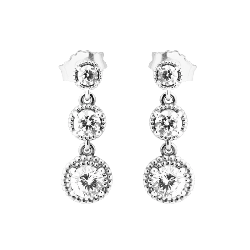 

Authentic 925 Sterling Silver Earrings Clear CZ Eternal Elegance Drop Earrings for Women Party Wedding Jewelry brincos Wholesale