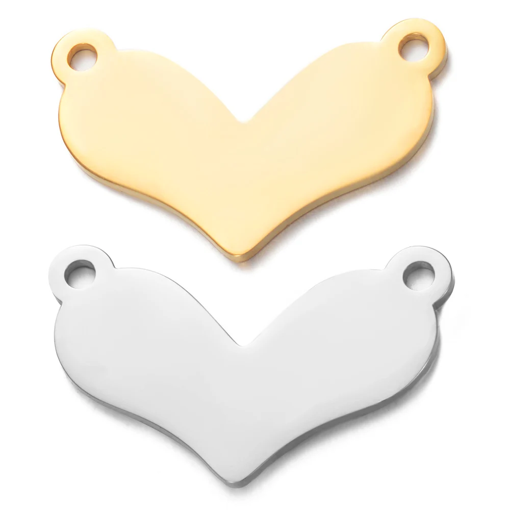 

5Pcs/Lot Double-sided Mirror Polished Big Heart Accessory Stainless Steel Gold Color Necklace Pendant for Making Jewelry Gift