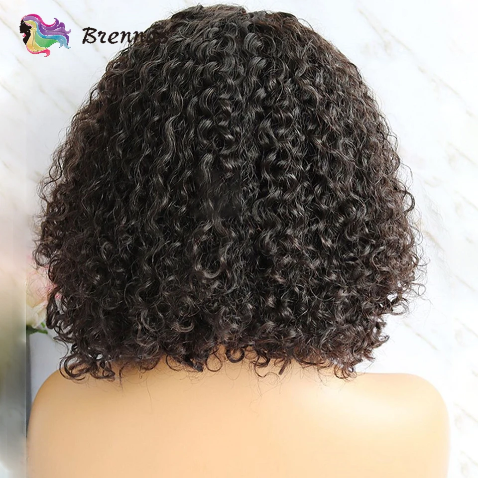 Brennas бразильские волосы remy короткий кудрявый боб парики с волосами младенца кудрявые волосы фронта человеческих волос парики для женщин отбеленные узлы парик