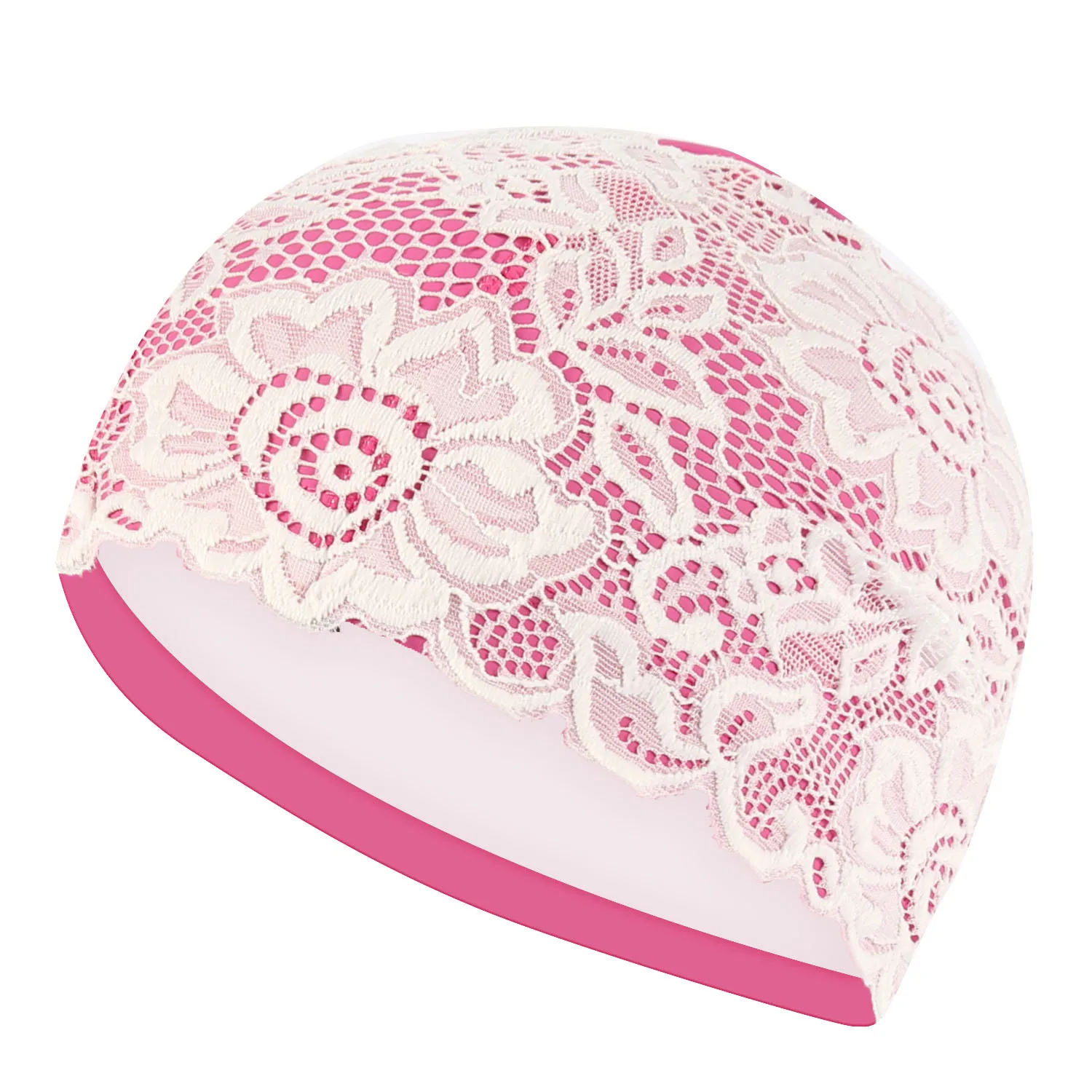 Hot Pink Женская шапочка для плавания, шапочка для плавания, кружевная водонепроницаемая, с цветком, с полиуретановым покрытием, ткань для плавания, шапочки для бассейна, защищают длинные волосы, уши для женщин - Цвет: Hot Pink