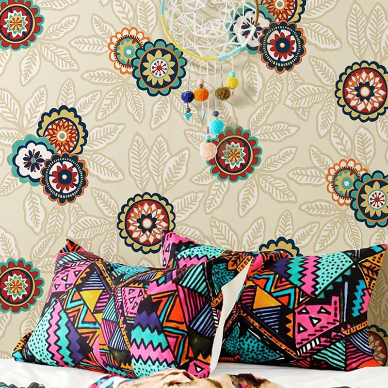 

New Papier Peint Nordic Personality Sunflowers Non-woven Wallpaper,ethnic Style Wallpaper For Living Room Bedroom ,den